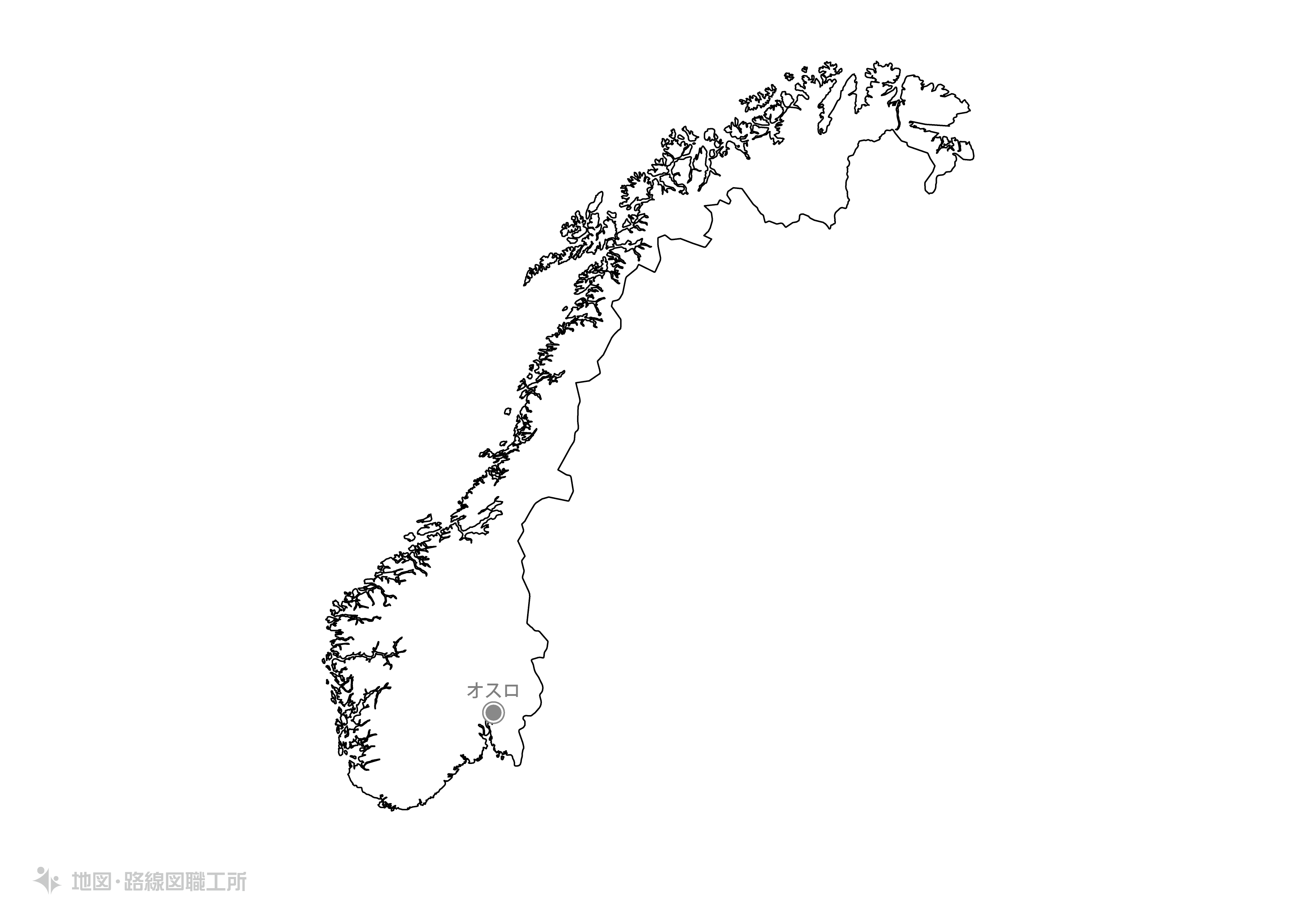 ノルウェーのフリー素材の地図手書きの地図で旅しよう