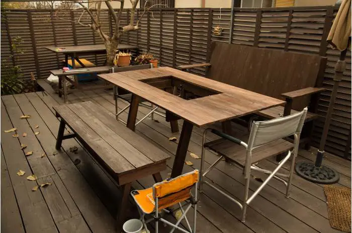 自作ミルポッドテーブル トライポッドテーブル キャンプBGO キッチンテーブル