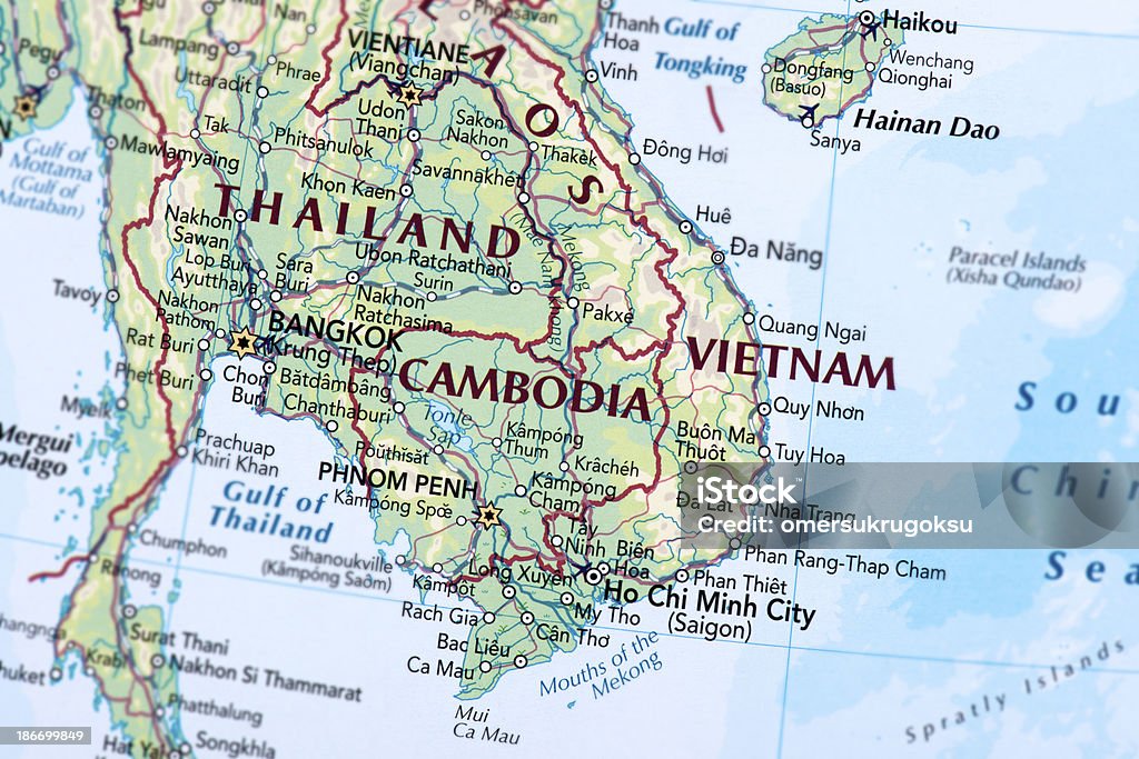 地図 カンボジア タイ ベトナムの写真素材 -