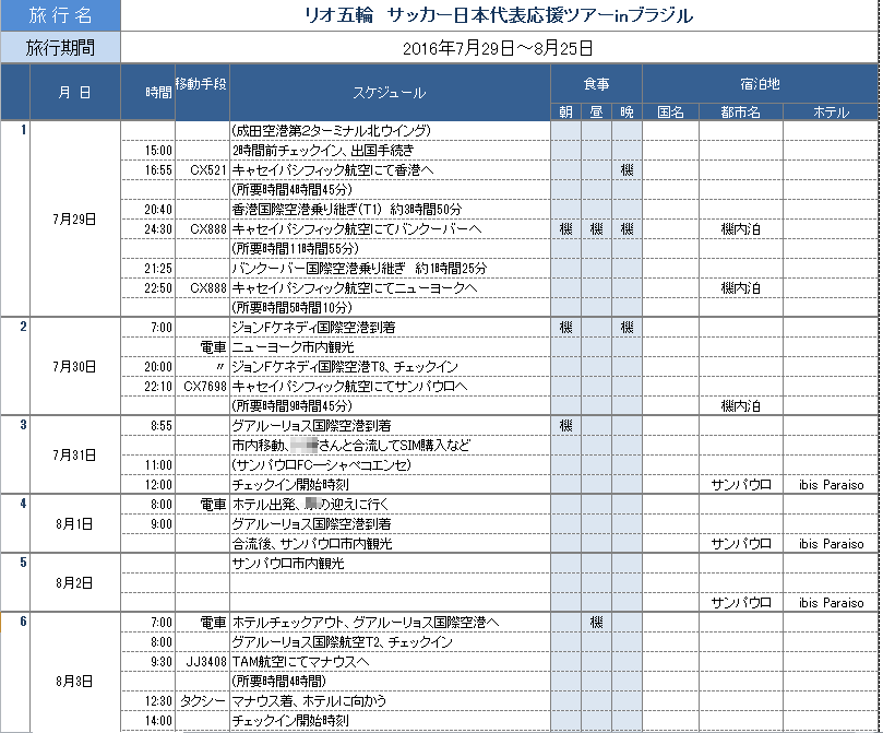 エクセル 旅程表 旅行日程表 作成ソフト