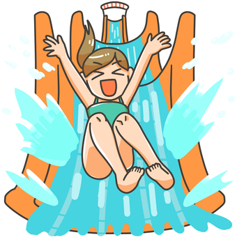 여름 워터파크 엄지손가락 - イラスト