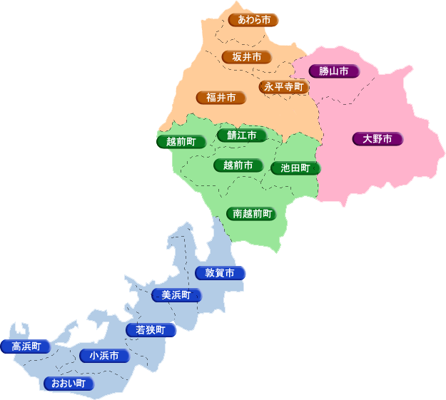 福井県, d-maps.com: 無料地図, 無料の空の地図, 無料のアウトラインマップ,