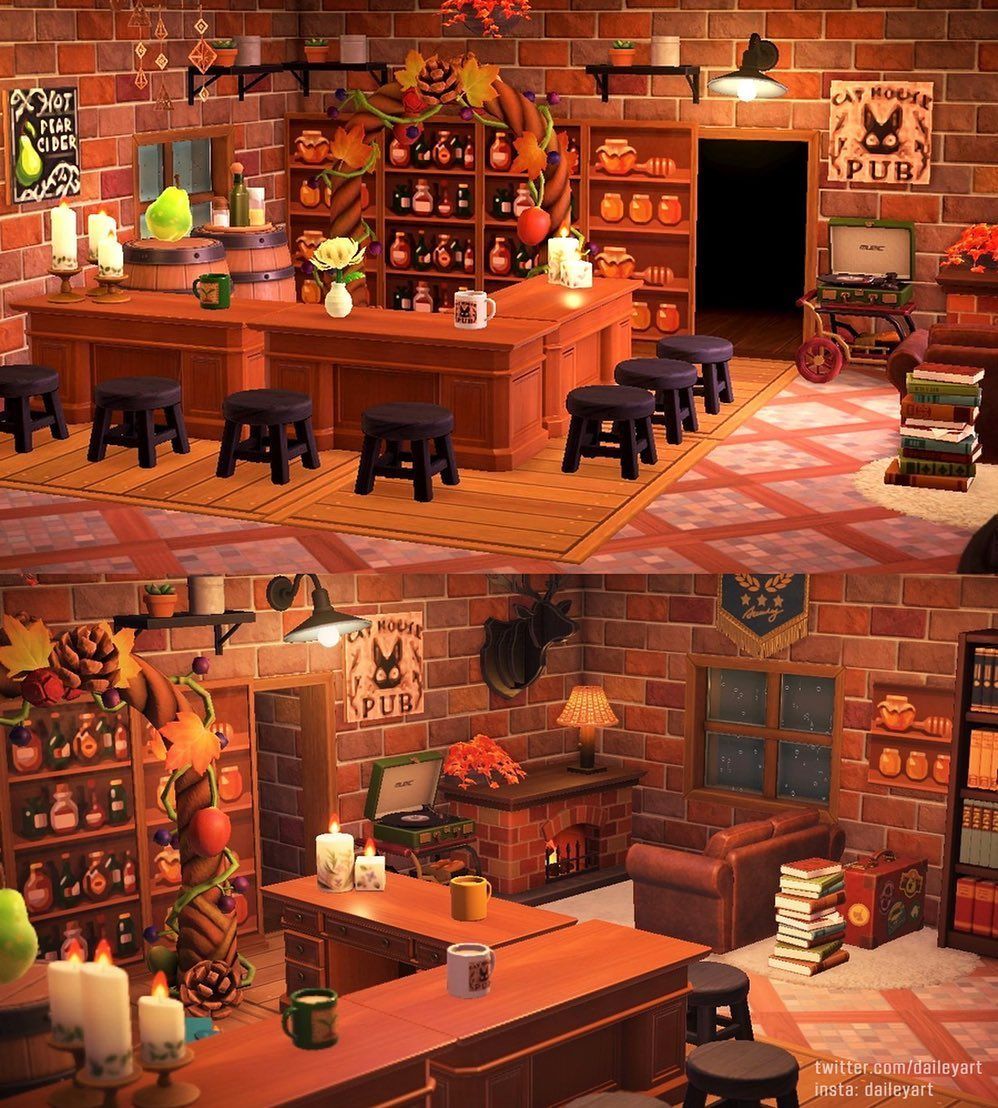 飲食店の地下に大きな水槽のBARを作ってみました🏝️ カウンターとソファー待ち🛋️ お家の中に、ケーキ・アフタヌーンティー・中華・ファミレス・BARと、いろんなお店が入ってます♪あつ森