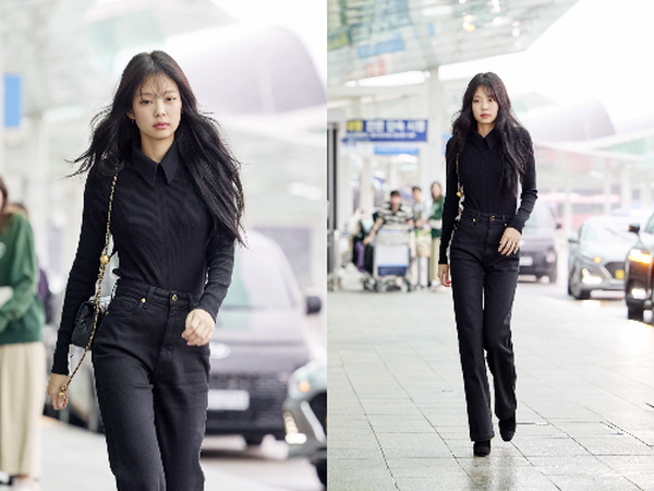 PHOTO BLACKPINK ジェニー、スケジュールを終えて帰国 カジュアルな空港ファッション -