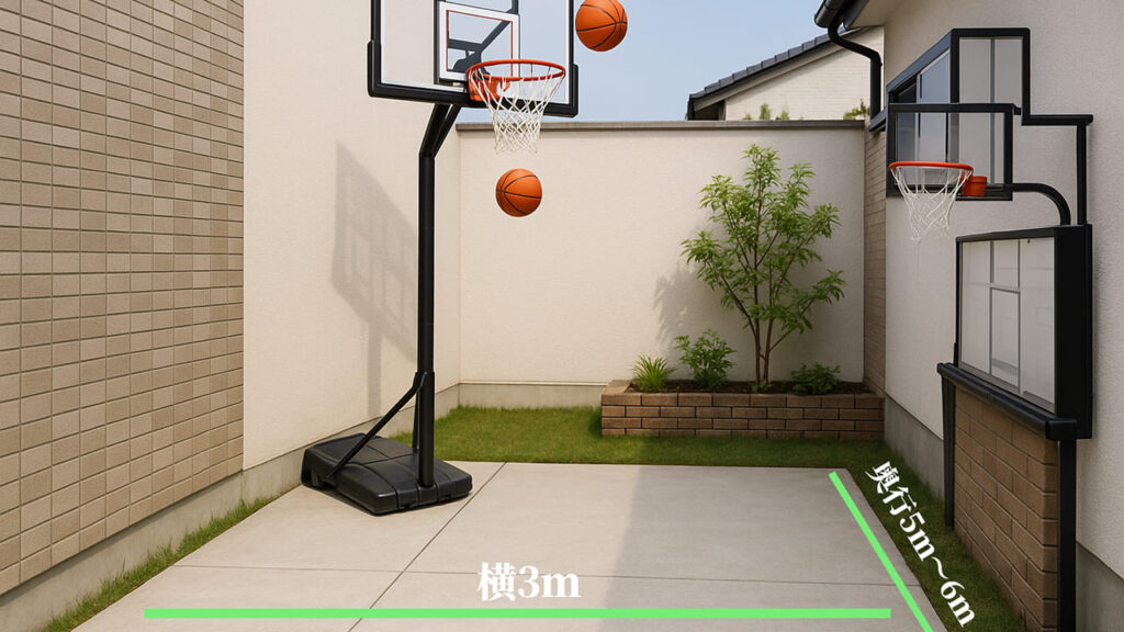 ガレージでバスケットボール 川越市の新築木造住宅 完成から半年経過家づくり・建築デザイン・住宅設計は、建築設計事務所：独楽蔵 こまぐら