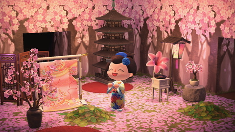 あつ森 桜景色で夢番地更新したよー –