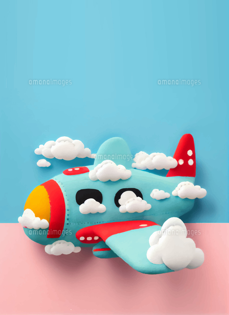 小さなかわいい漫画飛行機キャライラストPremiumベクトル素材