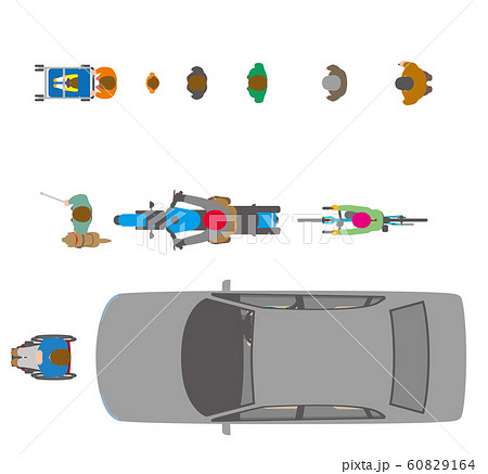 上から見た車イラストのフリー素材イラストイメージ