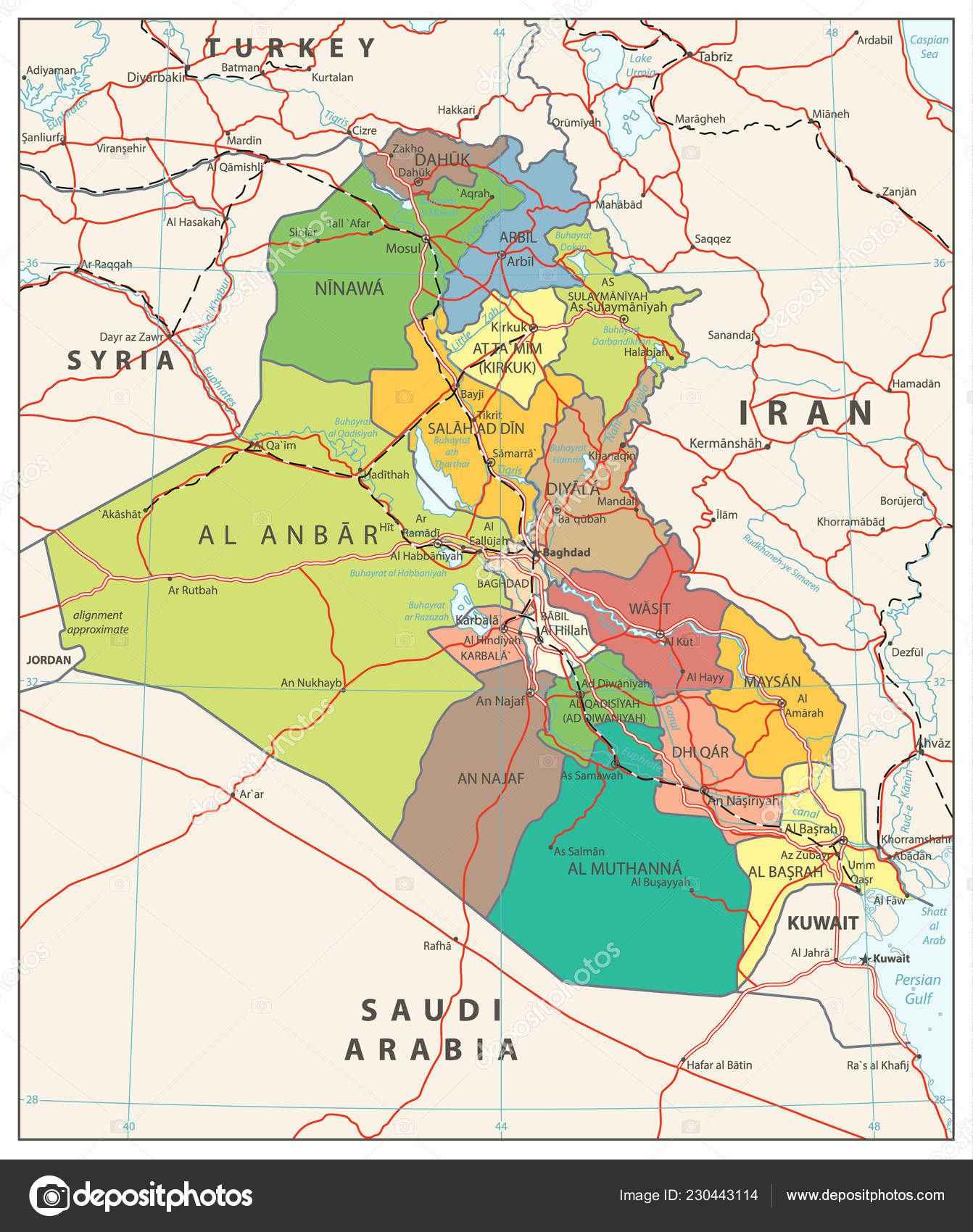 イラク図、イラクの都市地図 西アジア-アジア