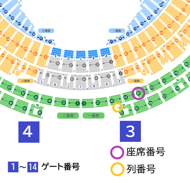 京セラドーム4ゲートエリアの座席ガイドTikTok