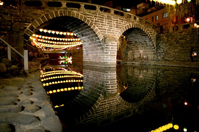 九州の旅 ４ 夜の長崎カメラ散歩その１ 眼鏡橋ほか-