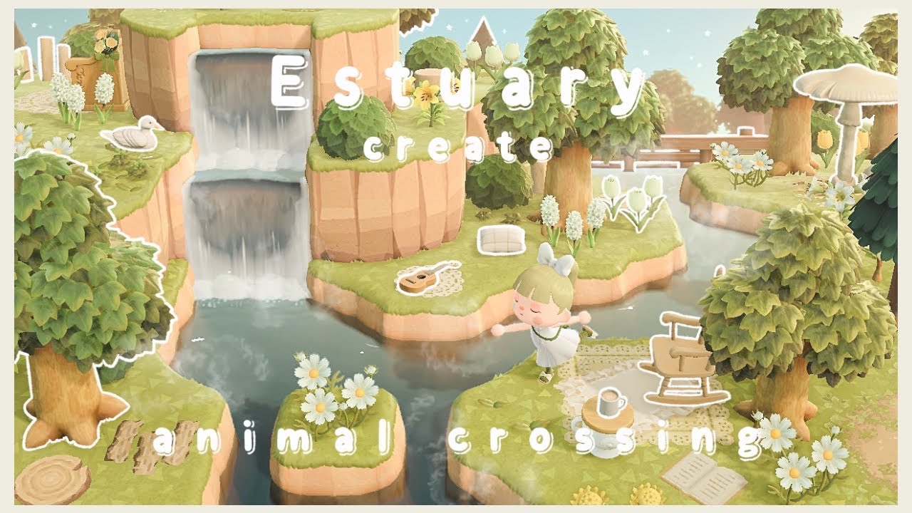 あつ森 南河口を活かした河川敷と交差点Japanese cityriver mouth