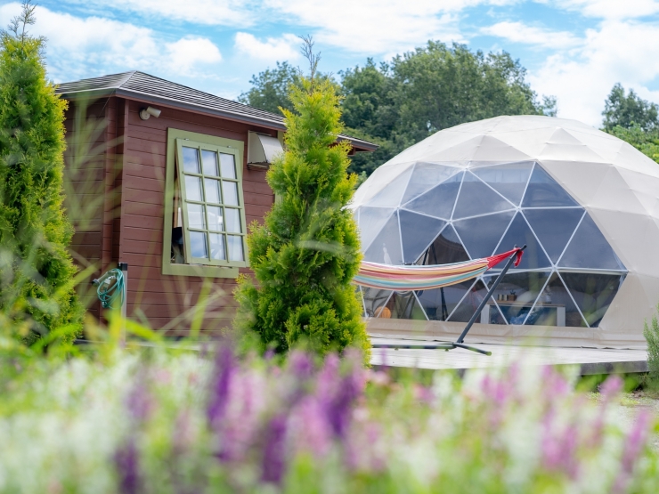 栃木のグランピング ハミルの森 子供もペットも楽しめる！透明ドームテント＆シモンズのベッド