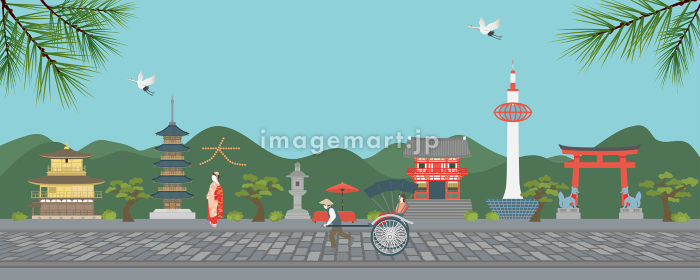 京都 観光地など イラスト -