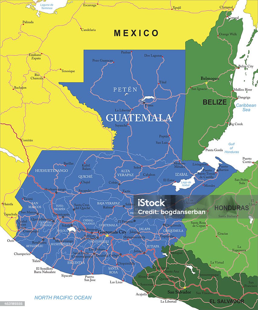 グアテマラの首都グアテマラ市の行政上の政治地図 ストックベクター ©Lesniewski