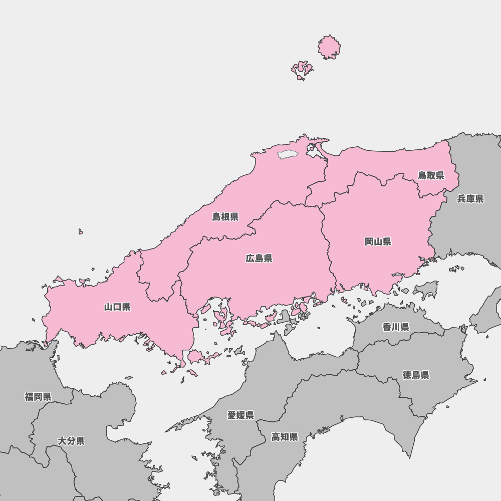 日本地図 中国地方の地図イラスト無料フリーイラスト素材集 Frame illust