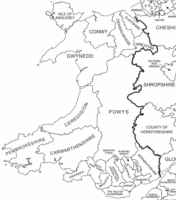イギリス ウェールズ地方 地図イラスト