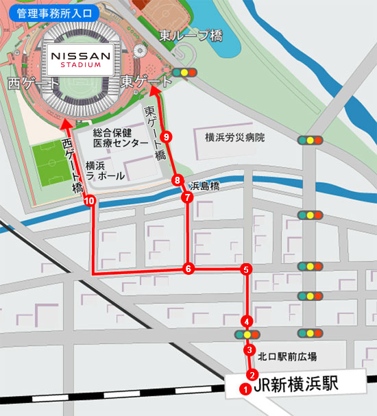 お車でお越しの方日産スタジアム