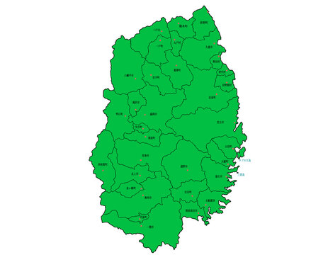 岩手県の楽しい覚え方、県庁所在地 東北地方 日本地図入り都道府県らくがき