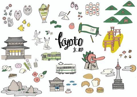 フリー素材 京都の街の背景イラスト