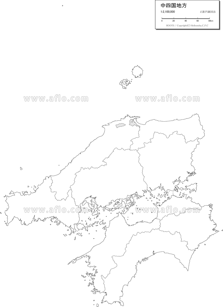 中国、四国地方の市区町村地図 パワーポイント エクセルフリー素材、無料素材のDigipot