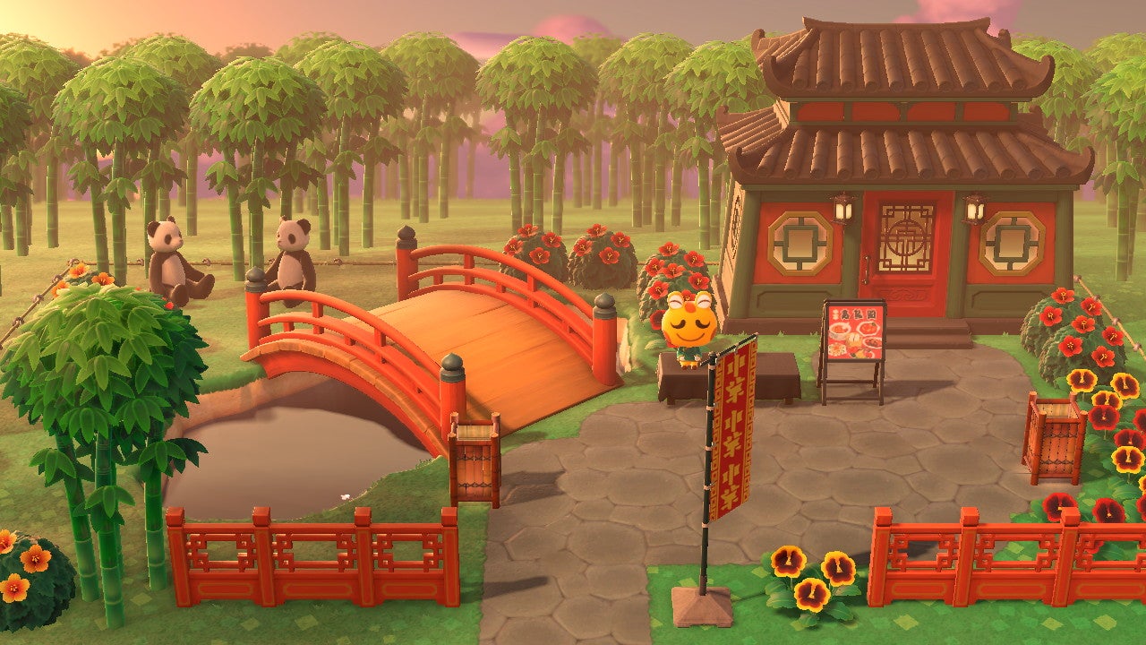 あつ森 秋の街 飛行場前カフェ パン屋 遊歩道Autumn