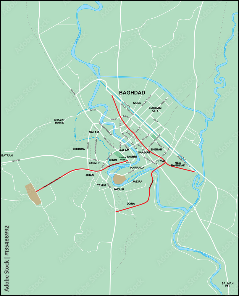 都市の地図バグダッド・イラク・アジアの青いプリント丸い円のベクターイラスト」のベクター画像素材 ロイヤリティフリー2356111655Shutterstock