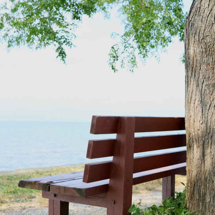 あのベンチと琵琶湖湖畔 横構図18 の写真素材111461228- PIXTA