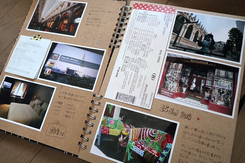 スクラップブックタイプのアルバムでつくる、卒業旅行の思い出手作りアルバム 手作りアルバムアルバムキッチン