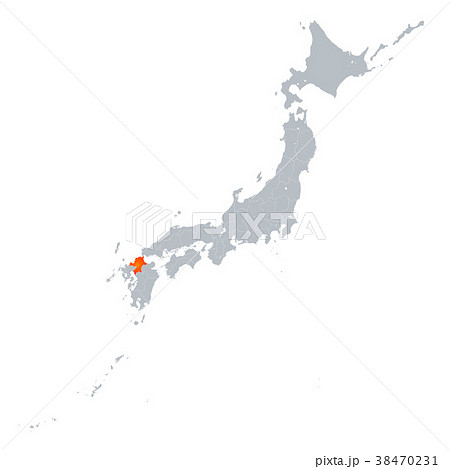 福岡県の地図_カラー日本地図_40_ 日本地図の中で福岡県はここ_県別拡大日本地図_福岡県のイラスト素材104115004- PIXTA