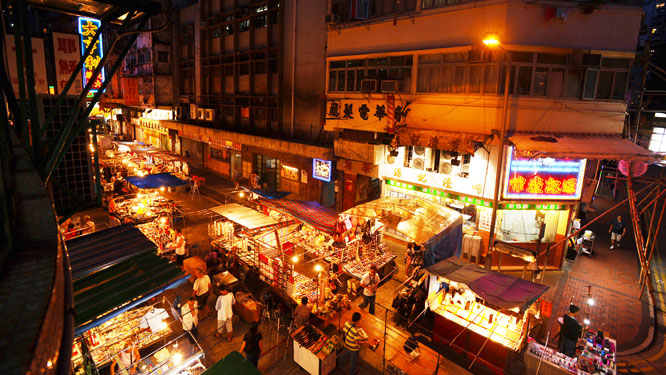 香港旅 04男人街 ナンヤムガイ 廟街テンプルストリート ナイトマーケット