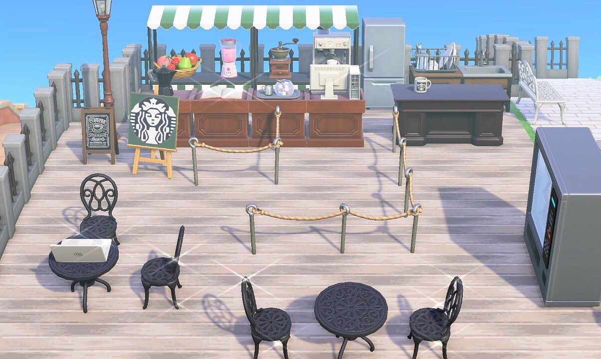 あつ森 ハンバーガーカフェのレイアウト～ヴィンテージモダンインテリアなカフェ～ - マイミーボックス myme