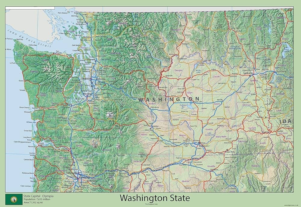 ワシントン州地図Premiumベクトル素材