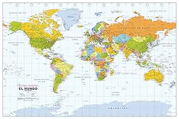 拡大されたスペインの地図 アメリカ中心の世界地図 緑の多角形の世界地図 ストックベクター ©boldg