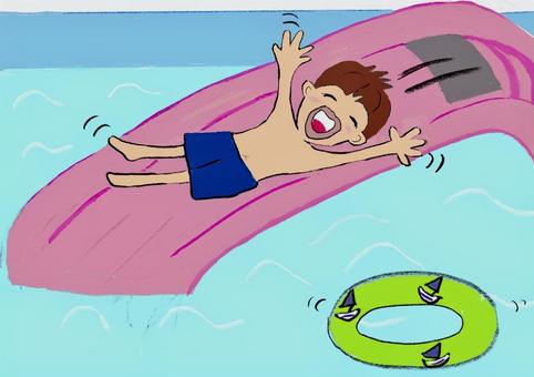 マスク着用でのウォータースライダーイラスト - No: 2143750無料イラスト・フリー素材なら「イラストAC」