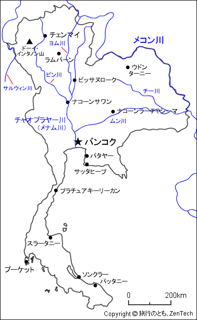 メコン川のラオス地図-メコン川、ラオスの地図 南-東アジア-アジア