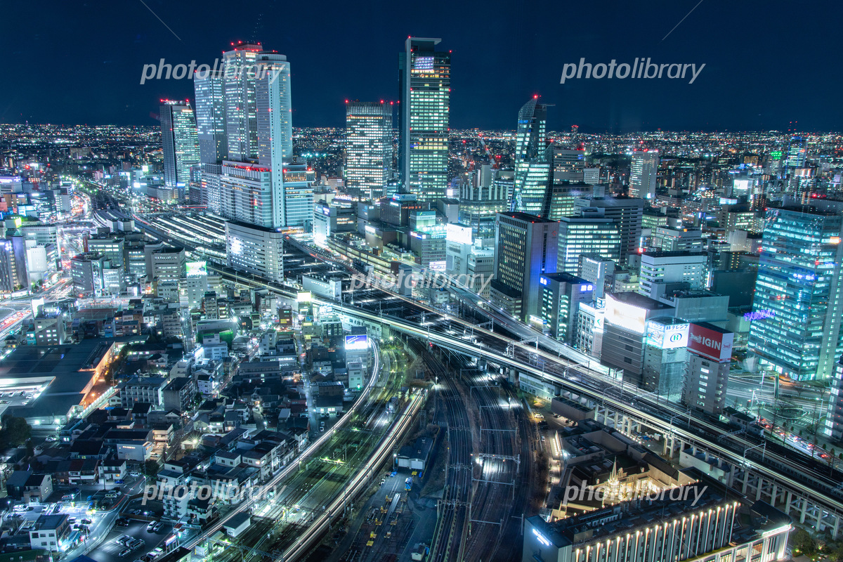 愛知県名古屋市 駅ビルからの名古屋駅前 夜景 桜通口の写真素材209630187 毎月1点無料