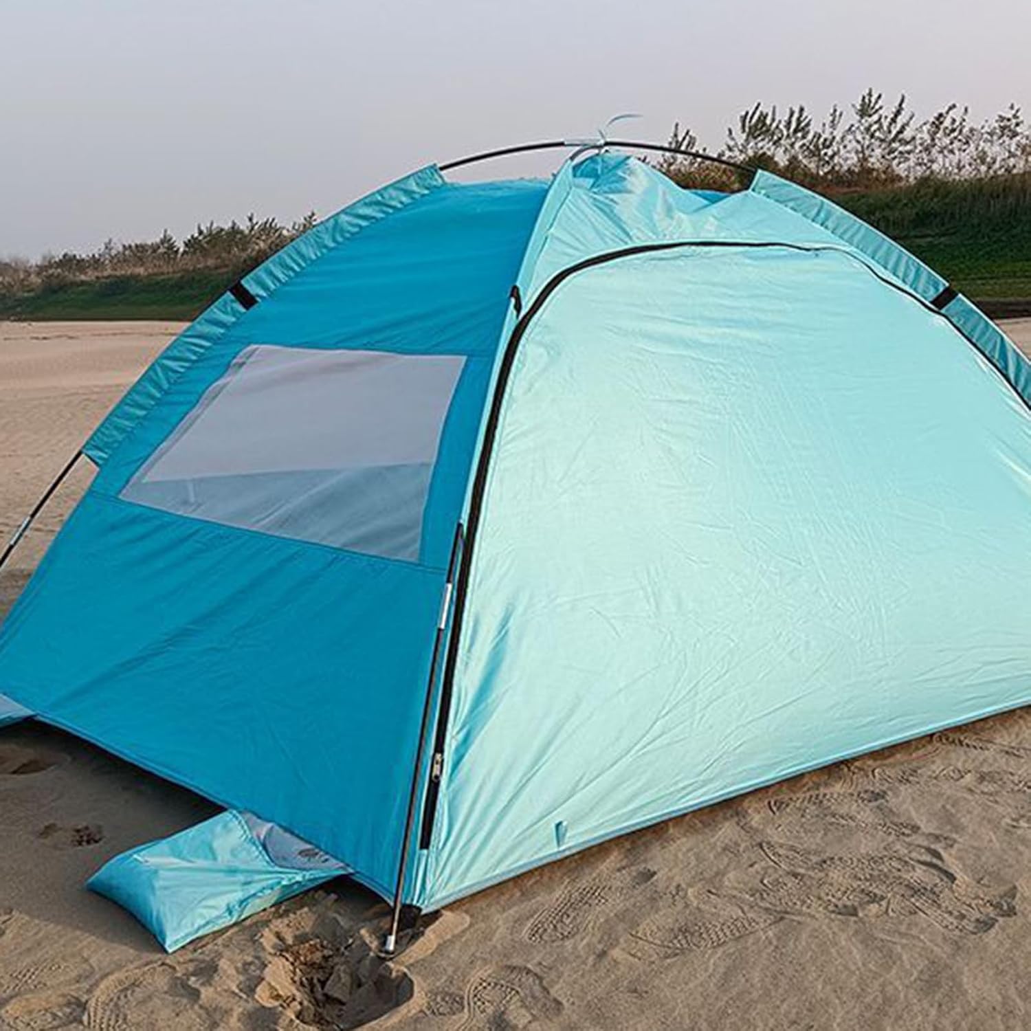 ポップアップビーチテント シャイニーリゾート UVカット ブルー バッグ付きキャプテンスタッグ