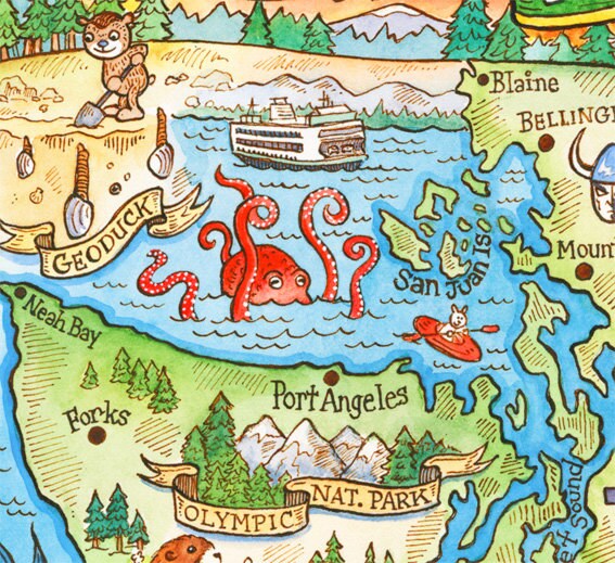 私たちアメリカ ワシントン州米国ワシントン州郡地図概要白い背景の上Premiumベクトル素材