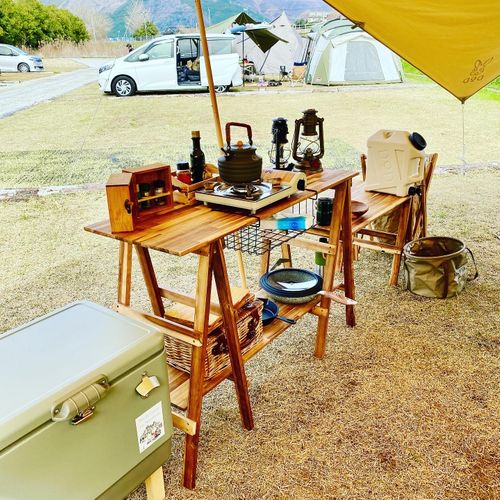 湯布院温泉ベースキャンプ場で夫婦キャンプ鉄のテント