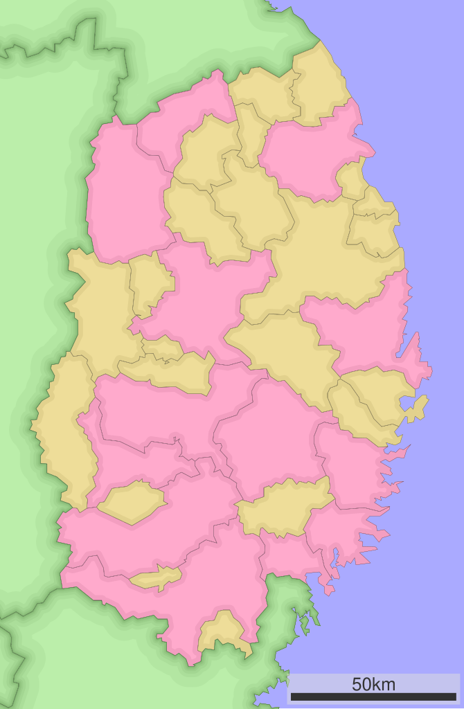 岩手県地図 A3サイズ パワーポイントフリー素材、無料素材のDigipot