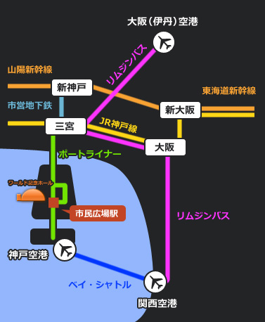 三宮駅 市営地下鉄・阪急・JR・阪神⇒ポートライナー2009-03-07兵庫頸髄損傷者連絡会