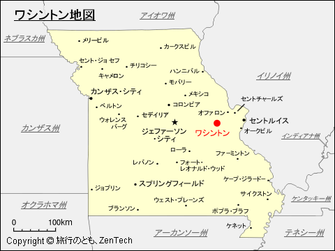 ワシントン準州の地図 - ネイティブアメリカンの部族
