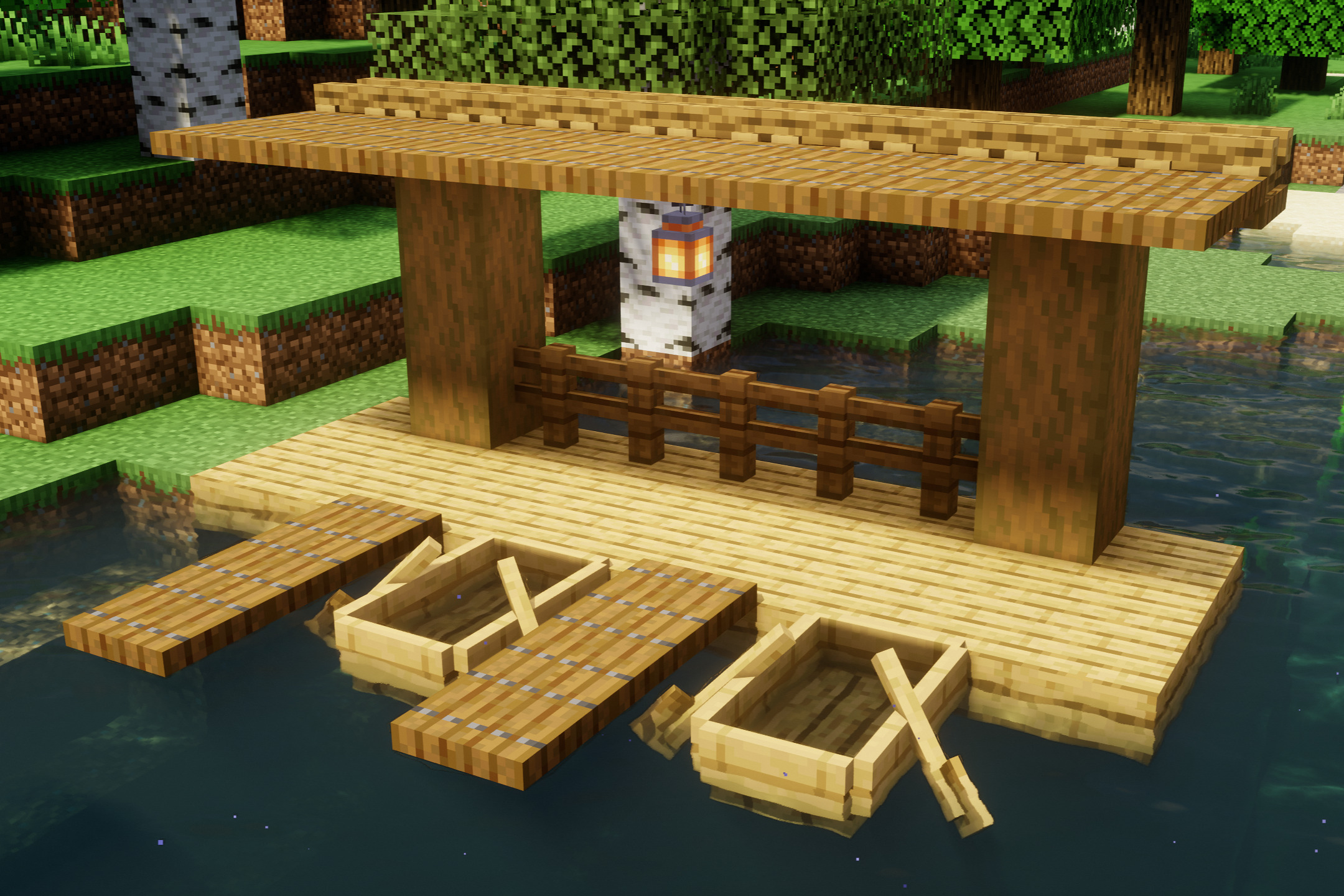 マインクラフト 「簡単な船の作り方」を見て実際に作ってみた