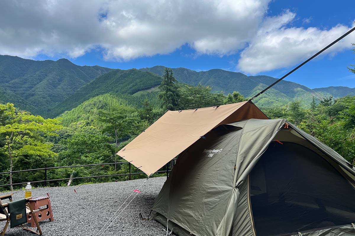 ソロテントで小川張り - ＜自転車旅日記＞