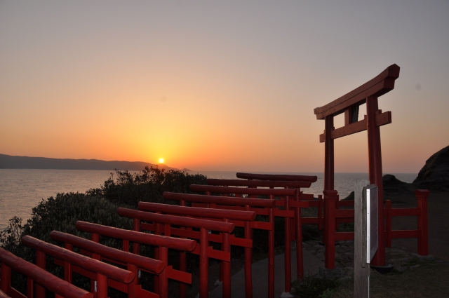 元乃隅神社 前編白狐を祀る神社の賽銭箱大鳥居と狐石像と蘇鉄 2022正月帰省撮影K U