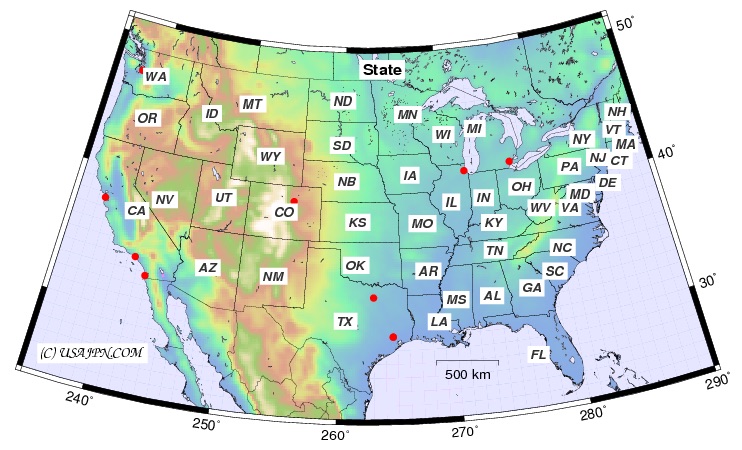 Travel Map USA Black