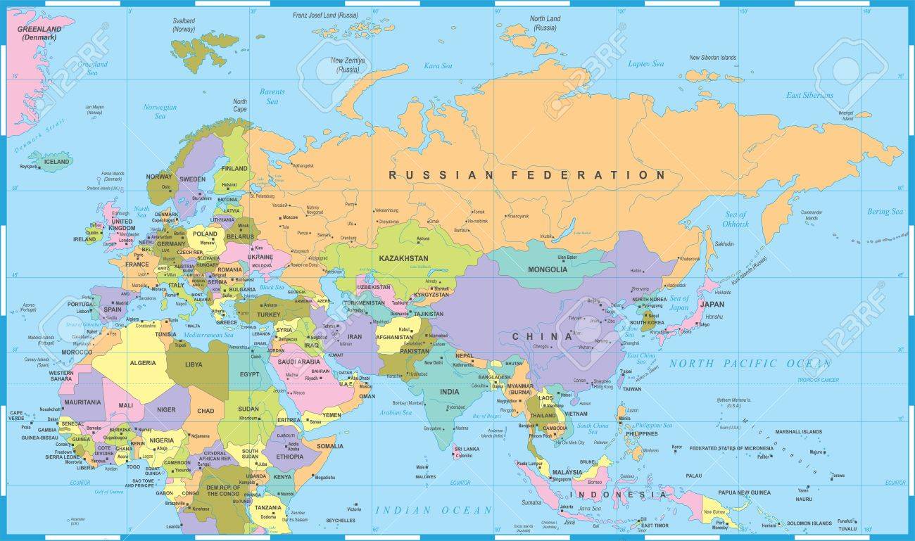 ユーラシア大陸の政治地図のイラスト素材・ベクター Image 6128941