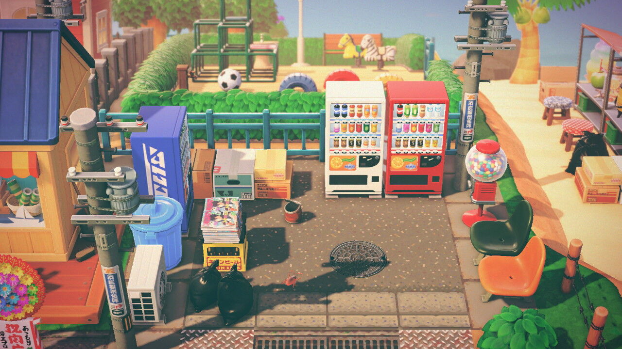 あつ森 大きな道🚗を超える歩道橋と田舎町の商店街づくり 島クリエイト-