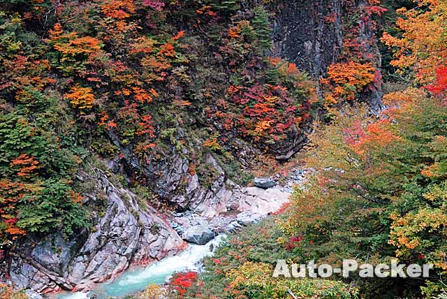 紅葉の黒部峡谷とトロッコ列車の写真素材68757967- PIXTA